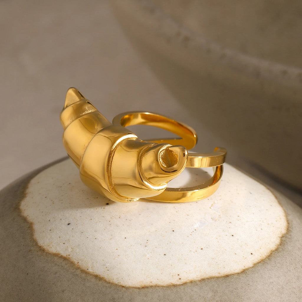 Spiral Shell Open Ring — Stainless Steel · PS245
