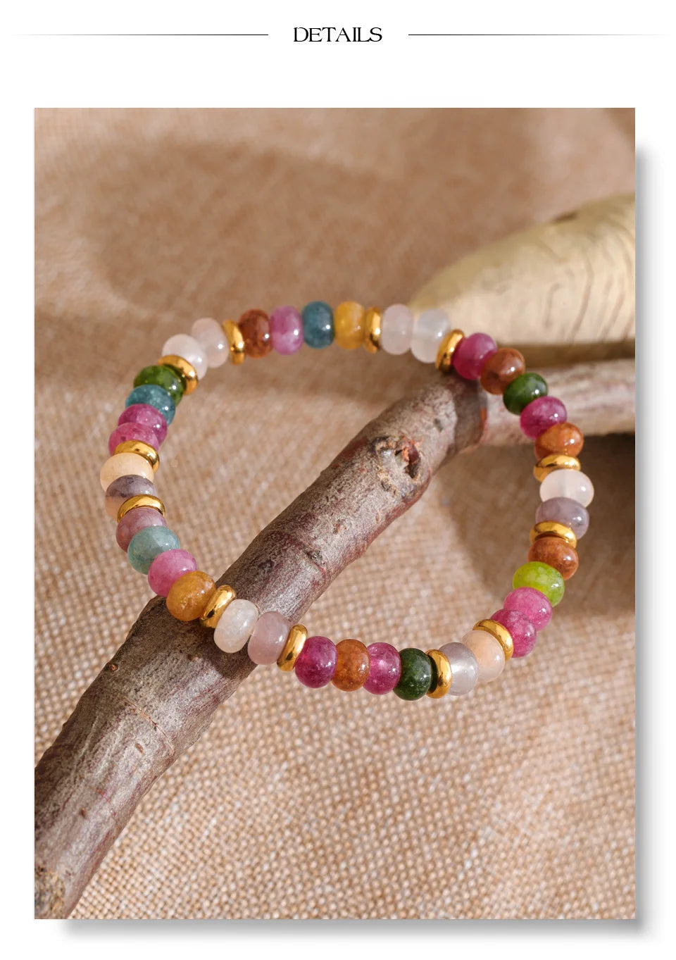 Natural Stone Beaded Geometric Bracelet — Gold-Plated Stainless Steel with Natural Stone · PS1579