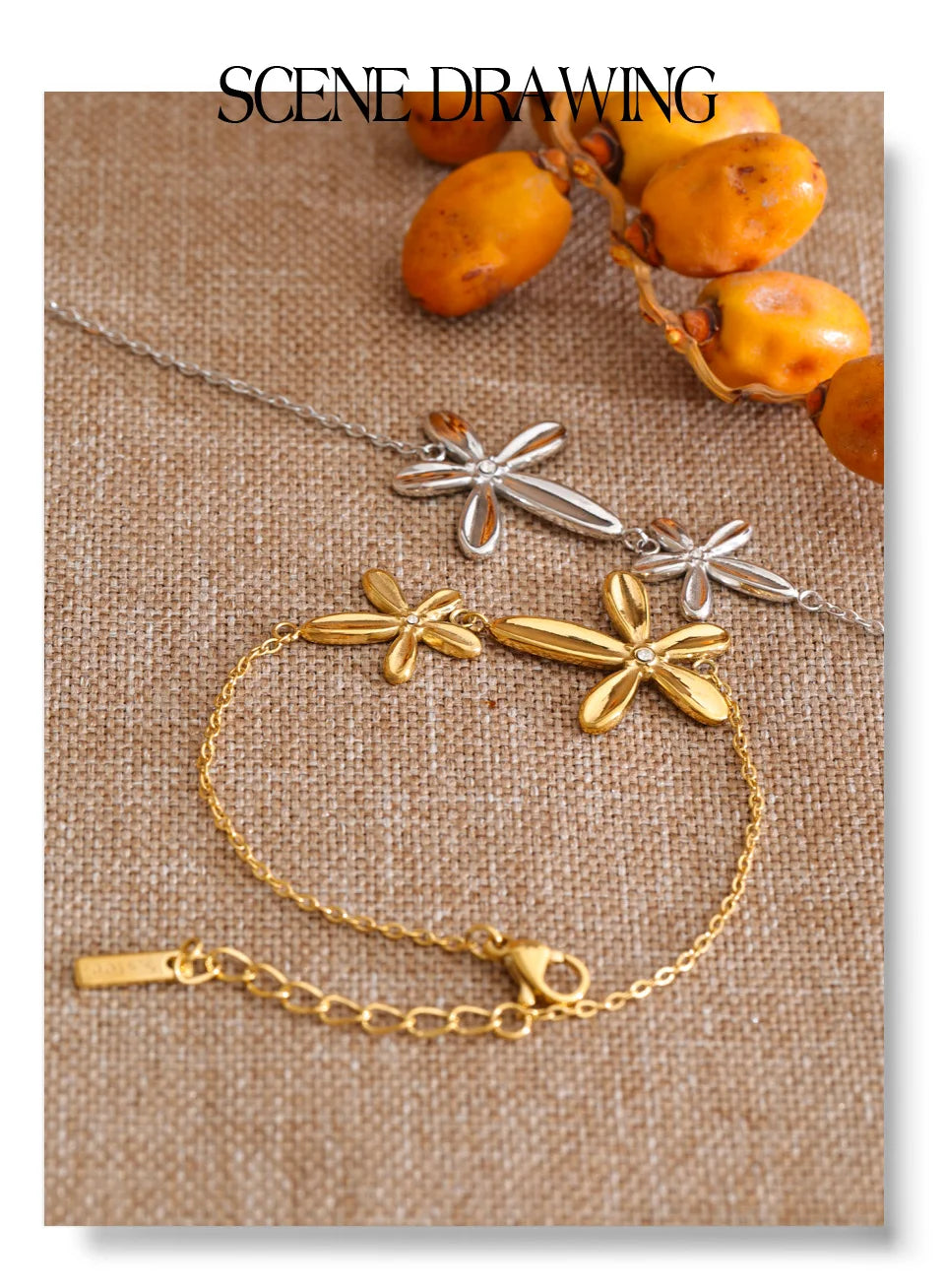 Flower Chain Bracelet — Gold-Plated Stainless Steel · PS1043
