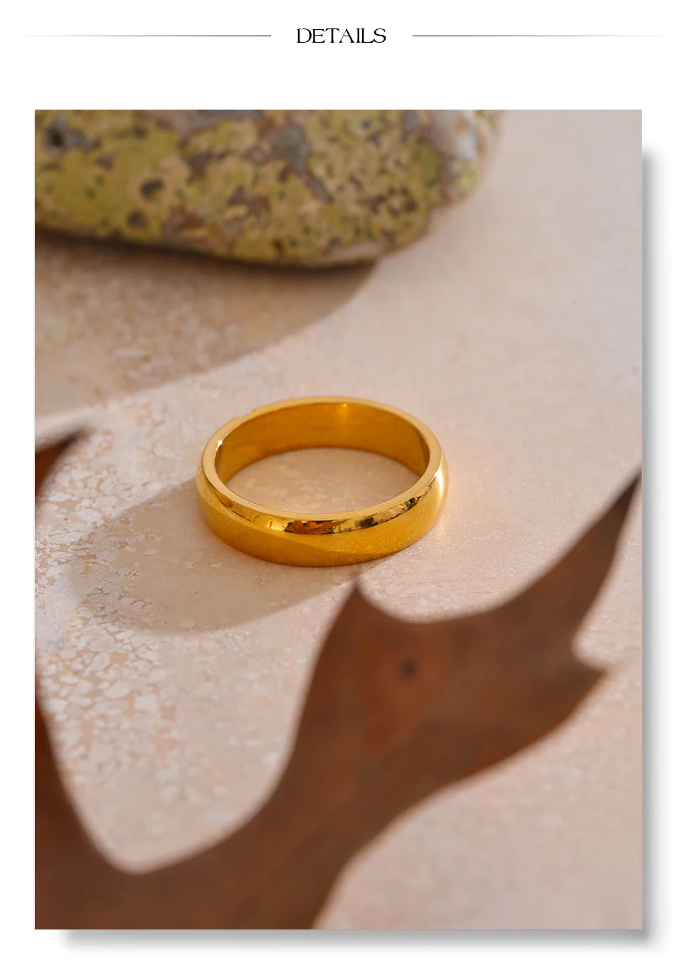 Cubic zirconia geometric ring in 18K gold-plated stainless steel with cubic zirconia.