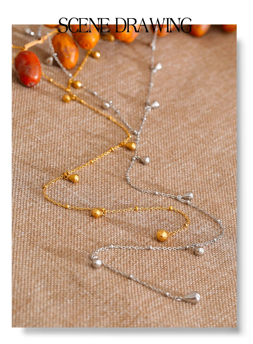 Geometric chain necklace in gold-plated stainless steel.
