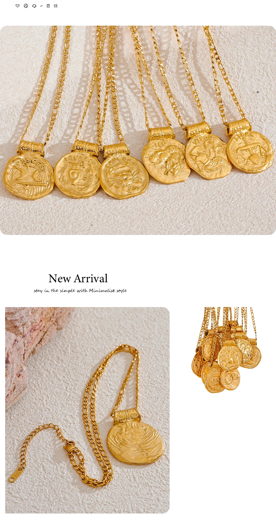 Geometric necklace in gold-plated stainless steel.