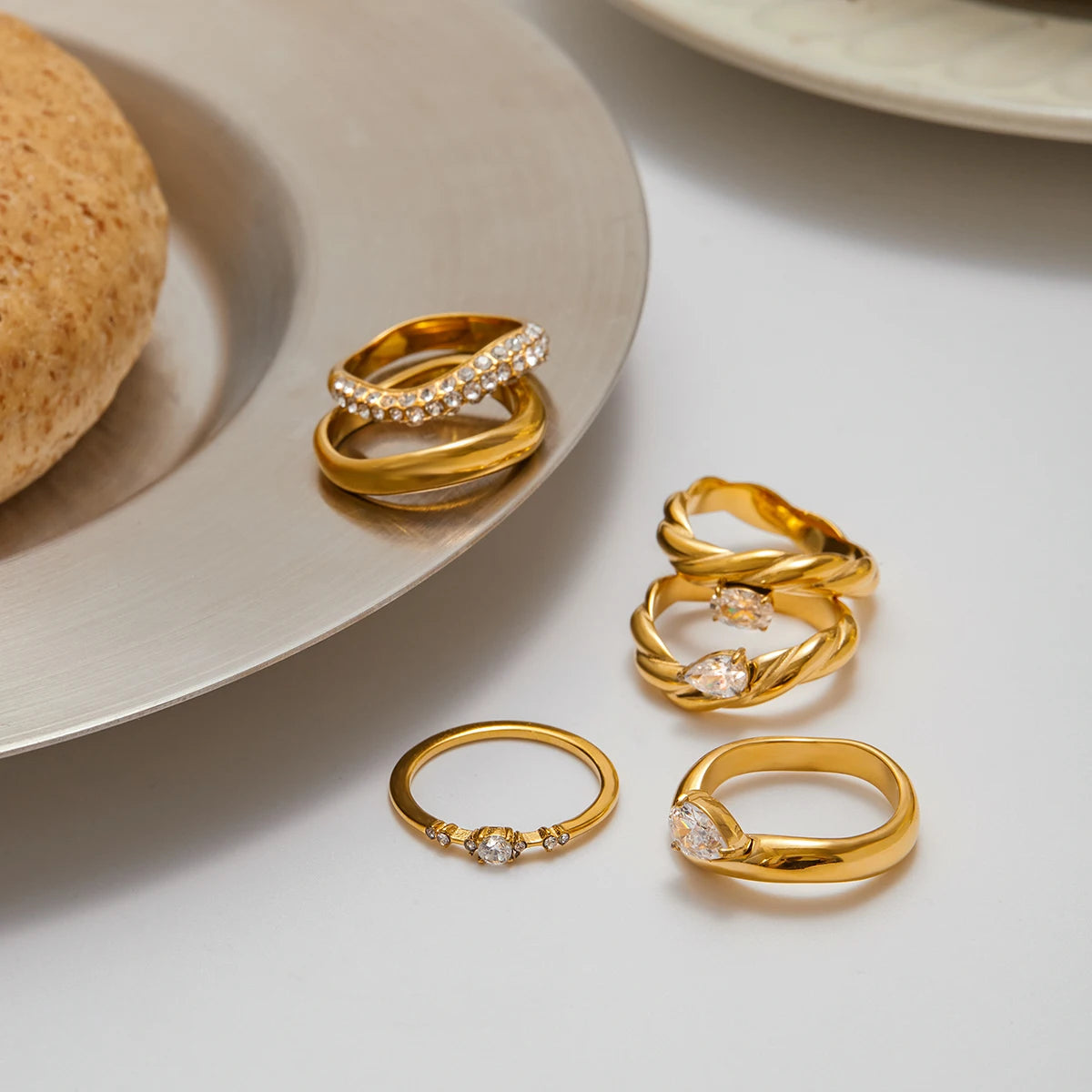 CZ Wave Ring — Stainless Steel · PS288