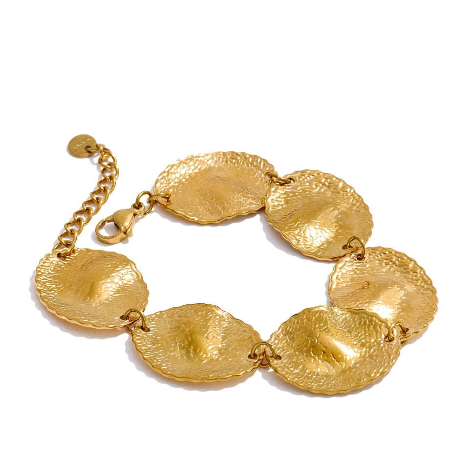 Hammered Geometric Bracelet — Gold-Plated Stainless Steel · PS1343