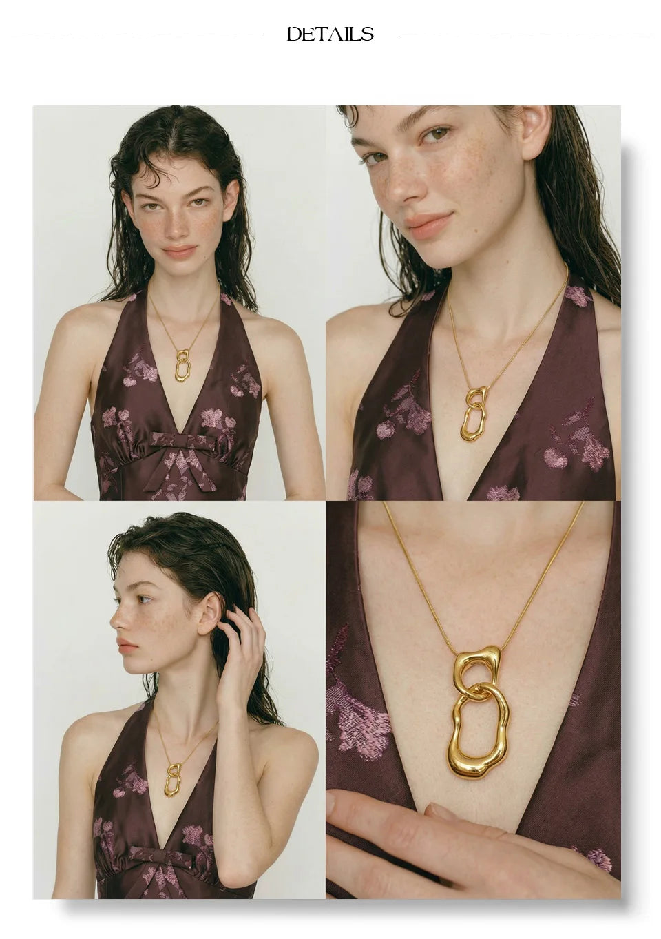 Geometric necklace in gold-plated stainless steel.