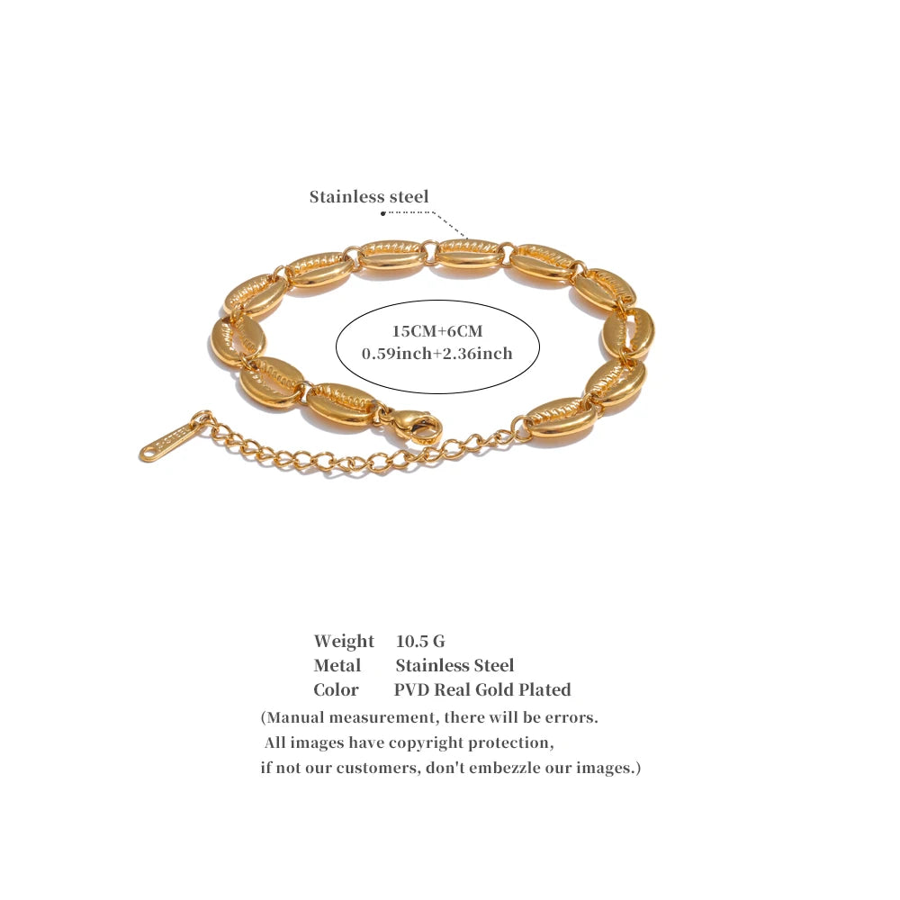 Shell Geometric Bracelet — 18K Gold-Plated Stainless Steel with Shell · PS2299