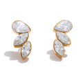 Cubic Zirconia Geometric Earrings — Gold-Plated Stainless Steel with Cubic Zirconia · PS1869