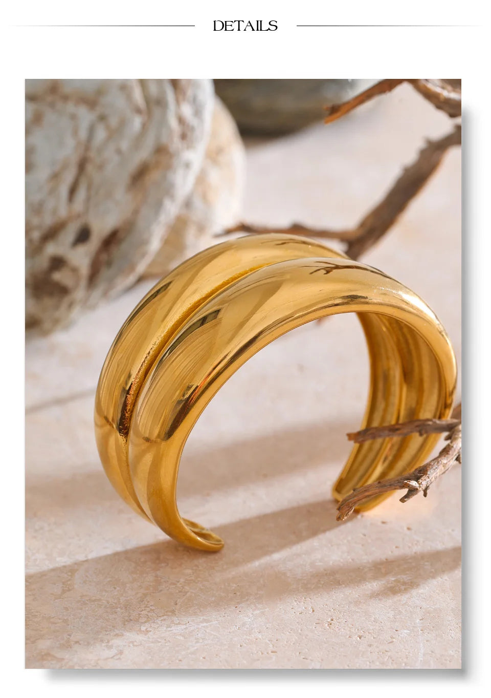 Geometric Layered Bracelet — 18K Gold-Plated Stainless Steel · PS2054
