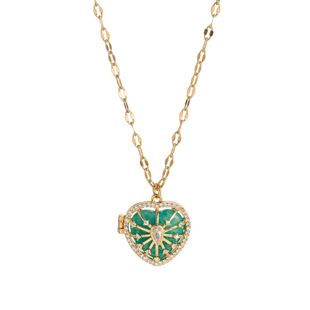 New Natural Stone Round Opening Necklace for Women with Peach Heart Opening, Gold Plated and Color Preserving