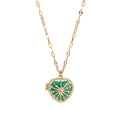 New Natural Stone Round Opening Necklace for Women with Peach Heart Opening, Gold Plated and Color Preserving