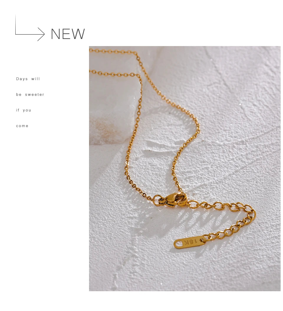 Cubic zirconia star moon necklace in gold-plated stainless steel with cubic zirconia.