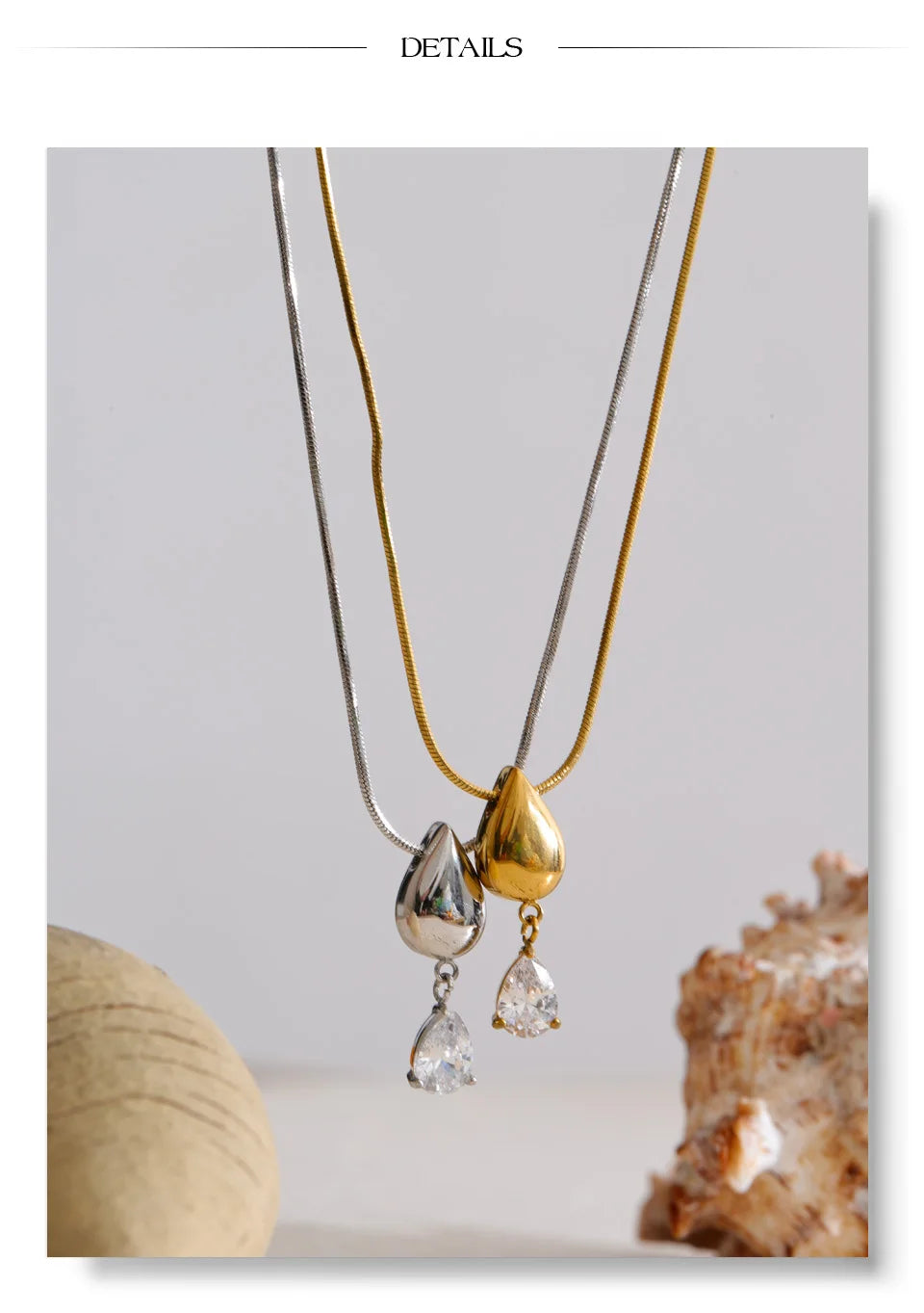 Cubic zirconia geometric necklace in gold-plated stainless steel with cubic zirconia.
