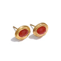 Natural Stone Geometric Earrings — Gold-Plated Stainless Steel with Natural Stone · PS1654