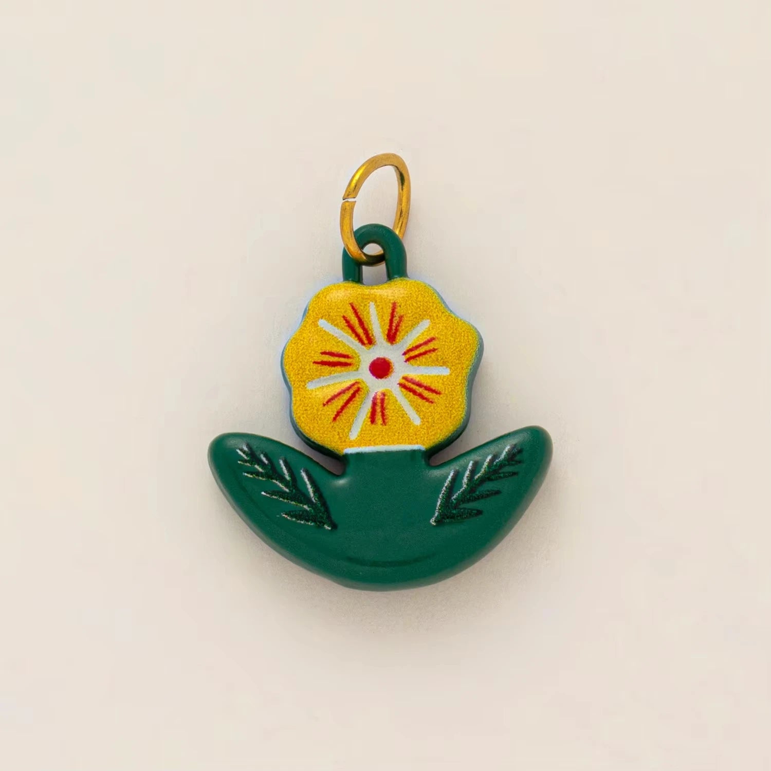 【DIY Pendant】Gold Plated Stainless Steel Bird & Flower Charm Pendant - PS006