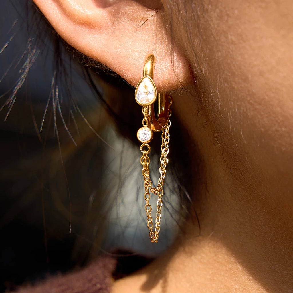 Waterdrop Tassel Earrings — Stainless Steel · PS376