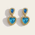 Drop Earrings Vintage Blue Crystal Heart — 316L Stainless Steel · PS466