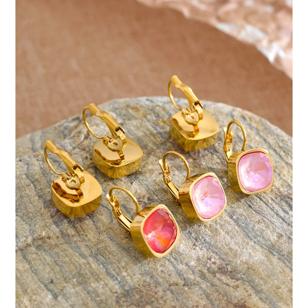 Crystal Multi-Color Geometric Earrings — Gold-Plated Stainless Steel with Crystal · PS1946
