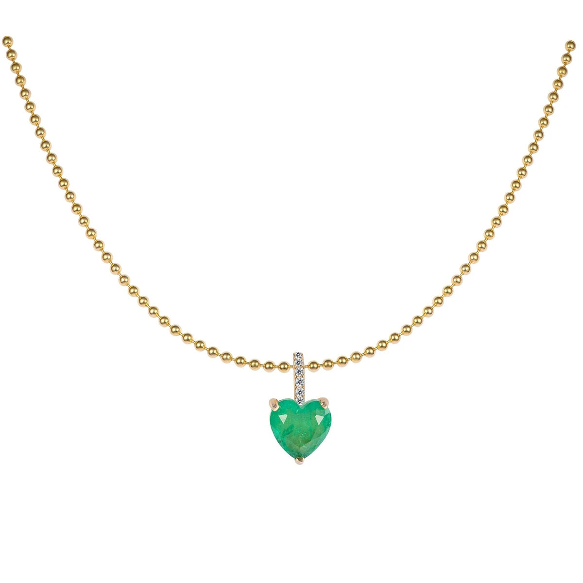 Zircon Necklace Grandmother Green Bead Chain Chocker Short Necklace Light Luxury Style Color Protection