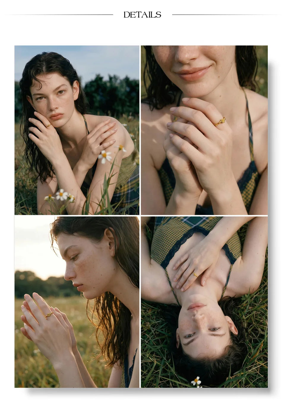 Flower ring in 18K gold-plated stainless steel.