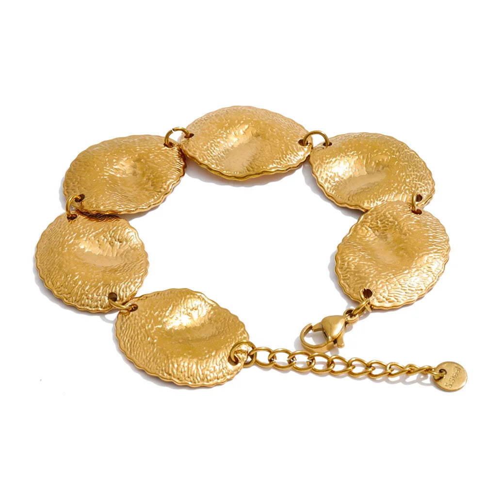 Hammered Geometric Bracelet — Gold-Plated Stainless Steel · PS1343
