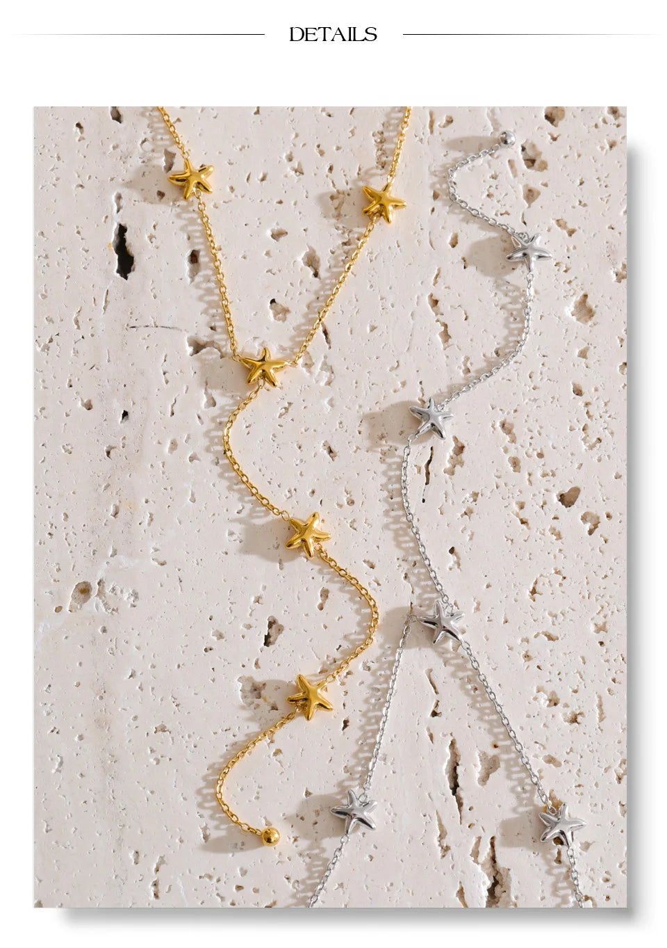 Star chain necklace in gold-plated stainless steel.