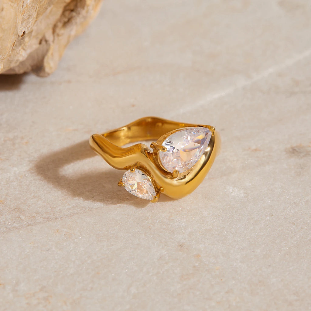Crystal Open Ring — Stainless Steel · PS225