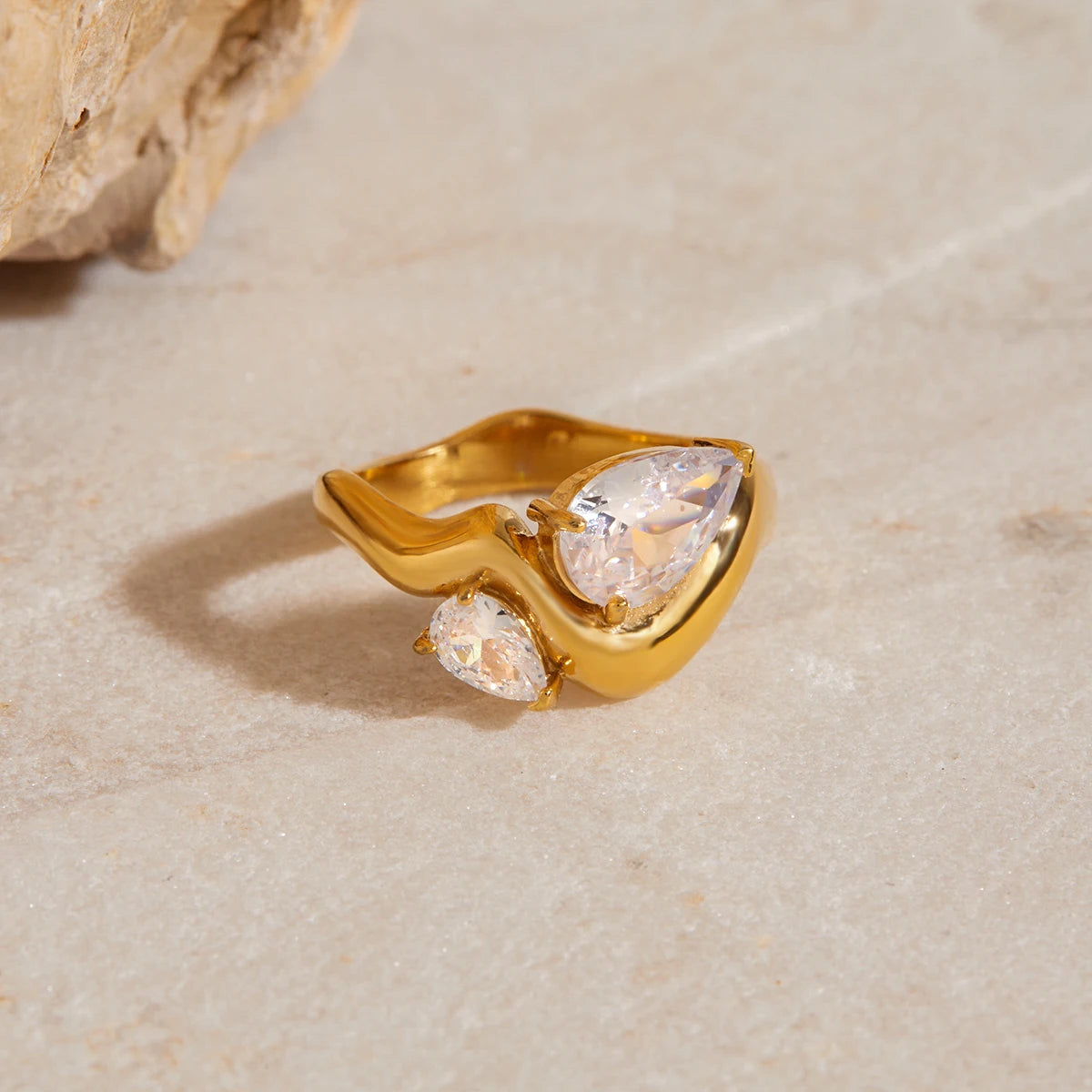 Crystal Open Ring — Stainless Steel · PS225