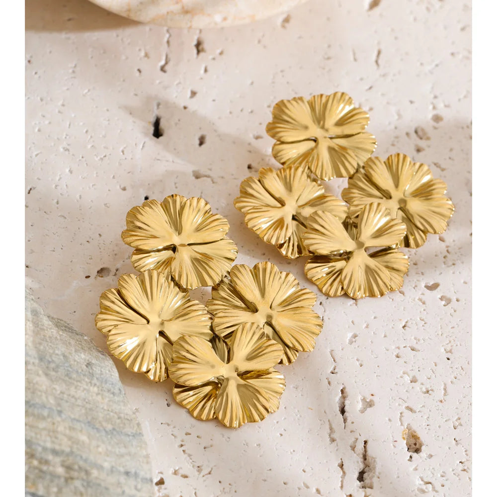 Flower Earrings — 14K Gold-Plated Stainless Steel · PS1379