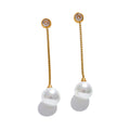 Pearl Geometric Chain Earrings — Gold-Plated Stainless Steel with Pearl · PS1602