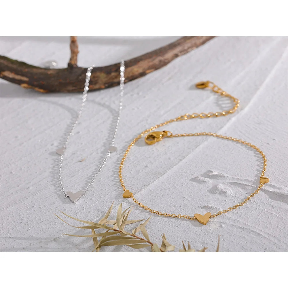 Heart Chain Anklet — Gold-Plated Stainless Steel · PS1660