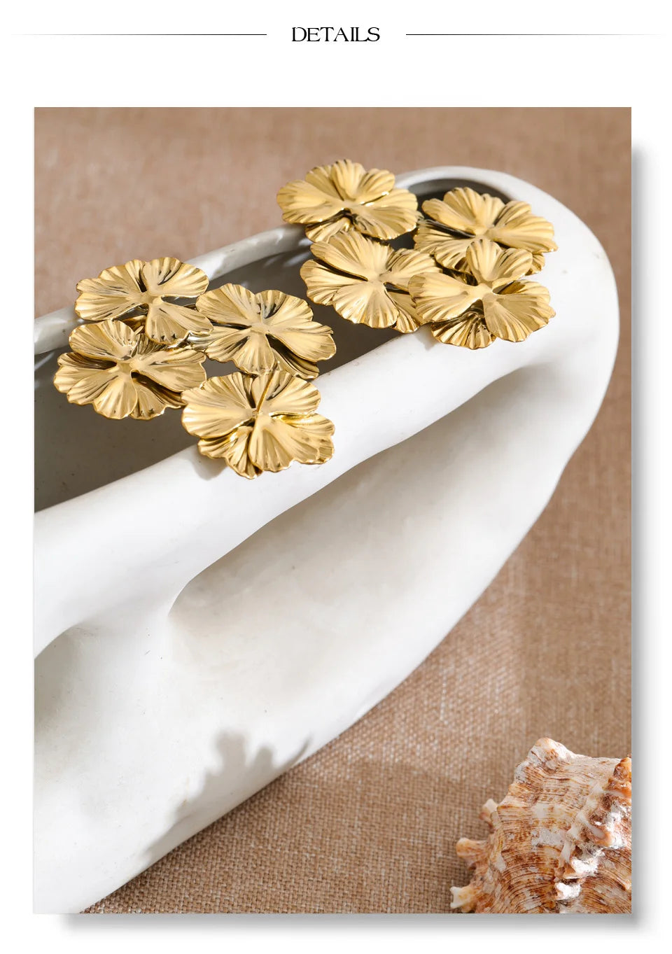 Flower Earrings — 14K Gold-Plated Stainless Steel · PS1379