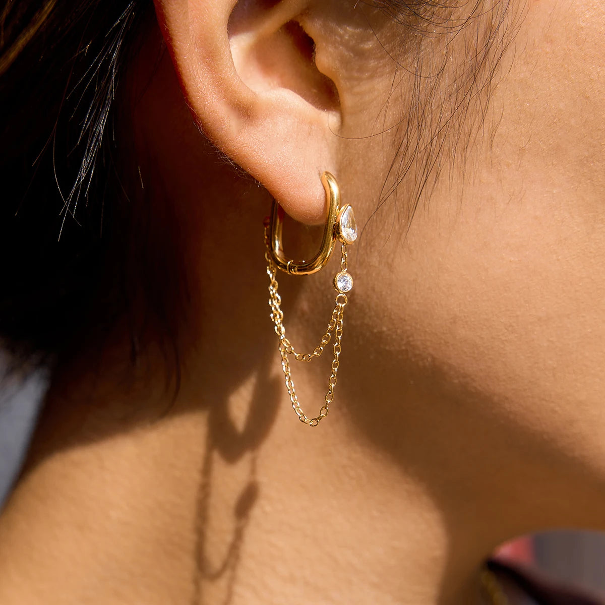Waterdrop Tassel Earrings — Stainless Steel · PS376