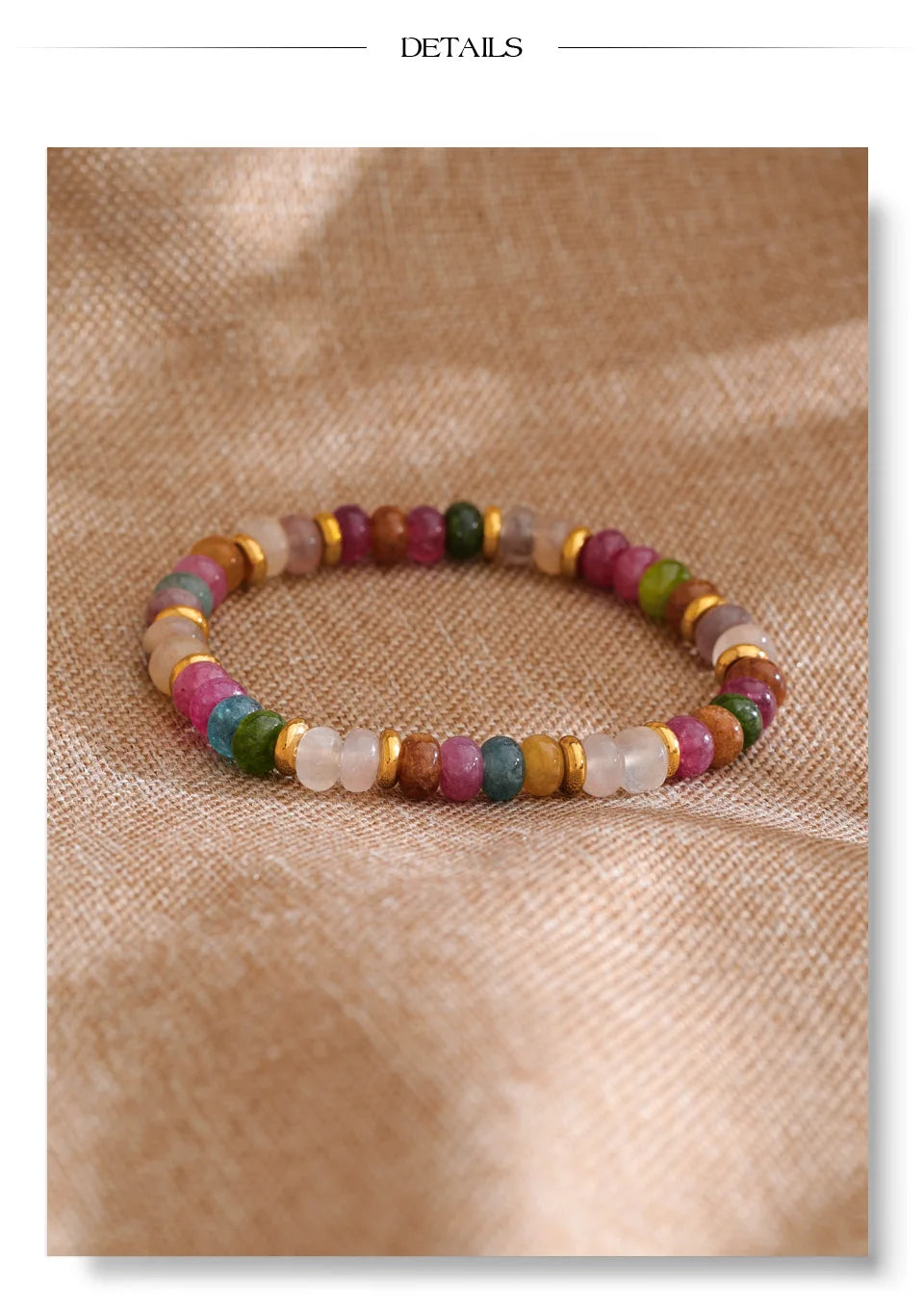 Natural Stone Beaded Geometric Bracelet — Gold-Plated Stainless Steel with Natural Stone · PS1579