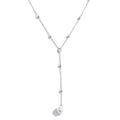 Cubic zirconia pearl geometric necklace in gold-plated stainless steel with pearl and cubic zirconia.
