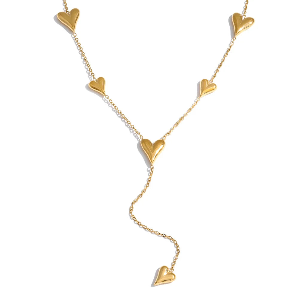 Heart chain necklace in gold-plated stainless steel.