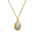 Green crystal natural stone necklace in stainless steel with natural stone and crystal.
