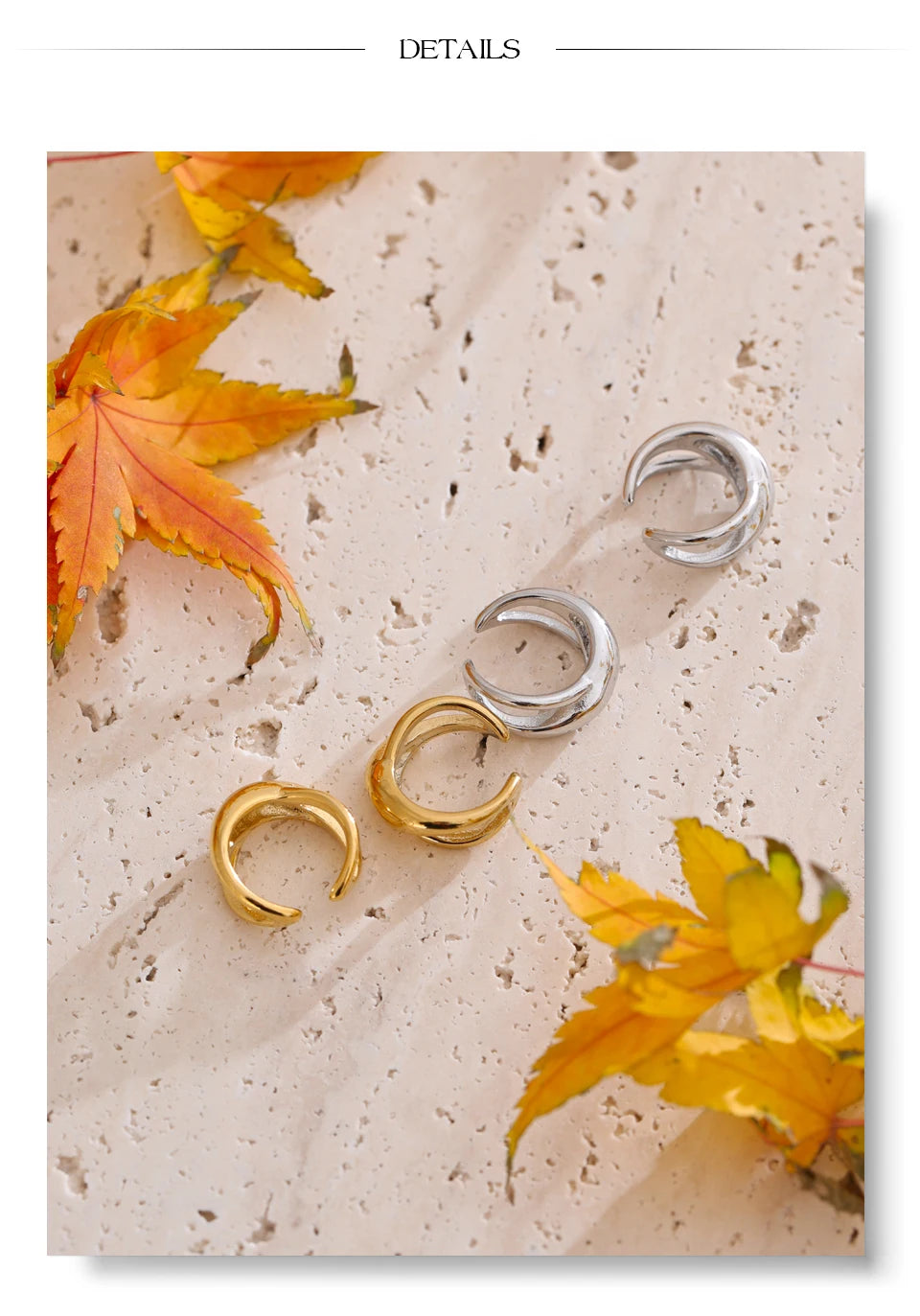 Geometric earrings in gold-plated 316L stainless steel.