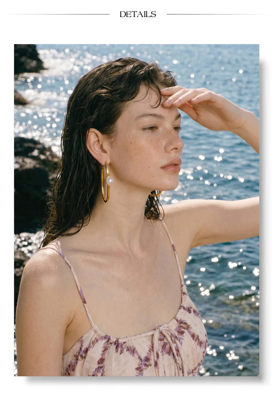 Pearl geometric earrings in gold-plated stainless steel with pearl.