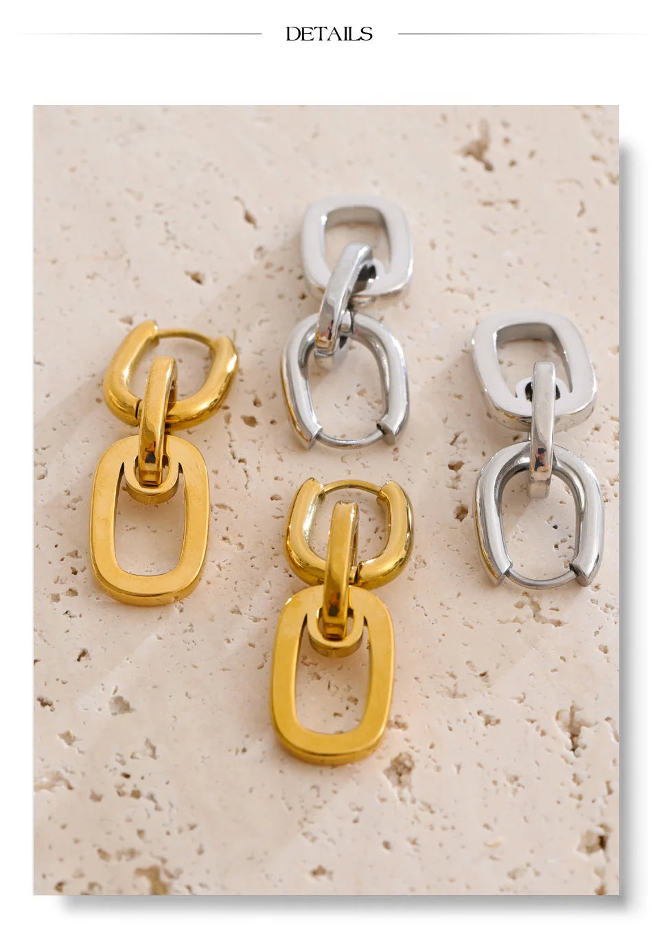 Geometric earrings in gold-plated stainless steel.