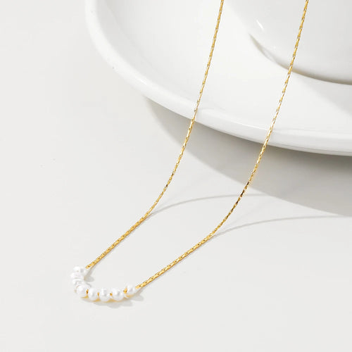 Chain Natural Pearl Pendant Chain Necklace — 316L Stainless Steel · PS470