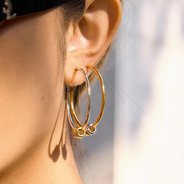 Two-Tone Hoop Earrings — Stainless Steel · PS124