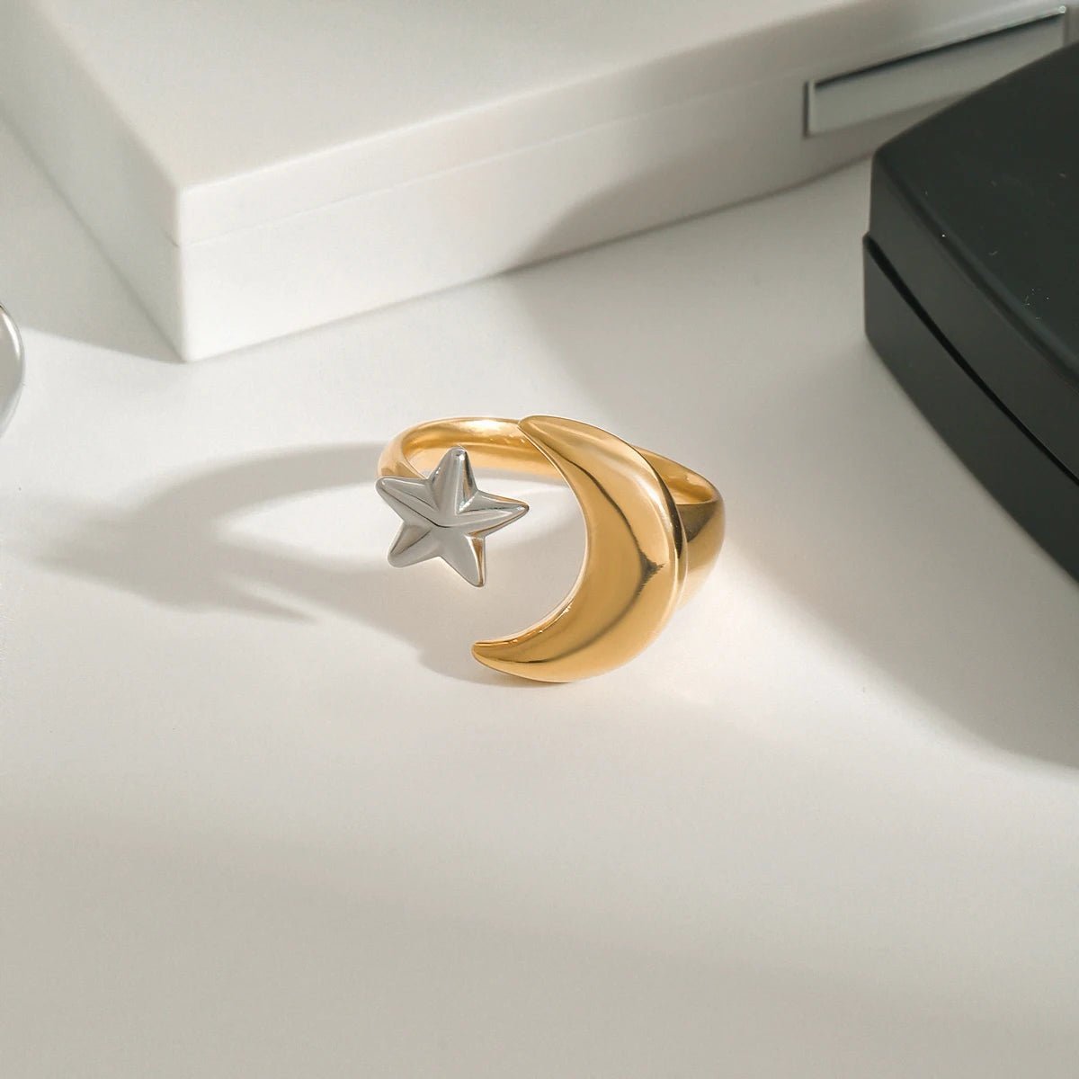 Two-Tone Moon Ring — Stainless Steel · PS367