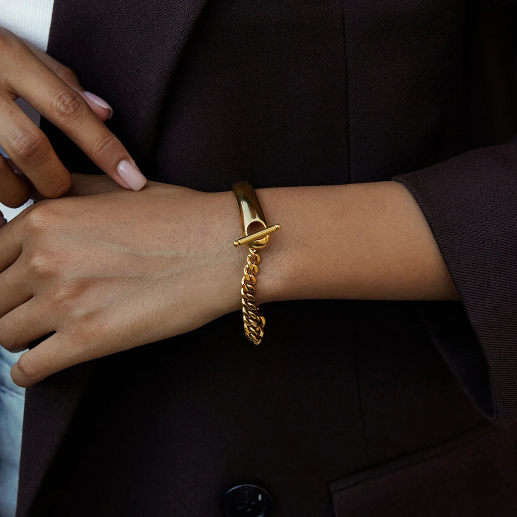 Toggle Chain Cuff Bracelet — Stainless Steel · PS046