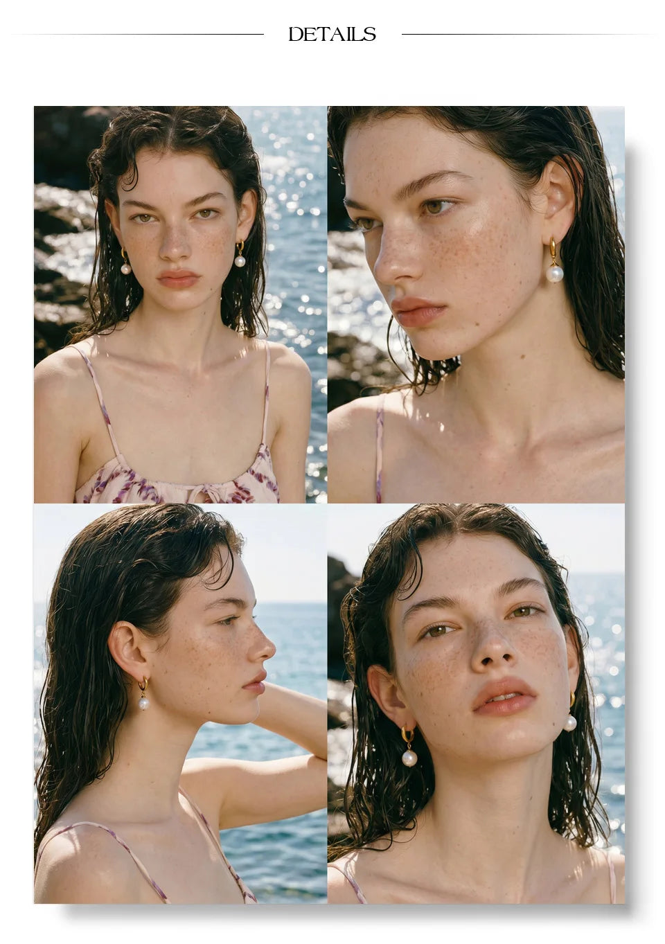 Pearl geometric earrings in gold-plated stainless steel with pearl.