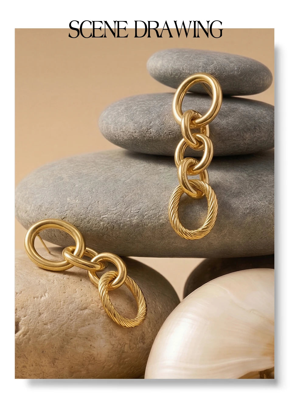 Geometric layered earrings in gold-plated stainless steel.