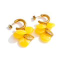 Resin acrylic multi-color earrings in gold-plated stainless steel with resin and acrylic.