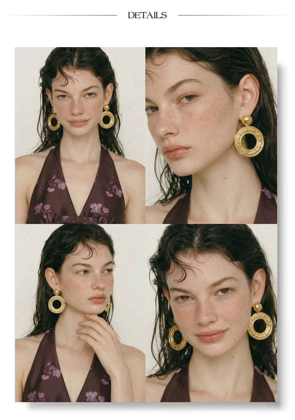 Geometric earrings in gold-plated stainless steel.
