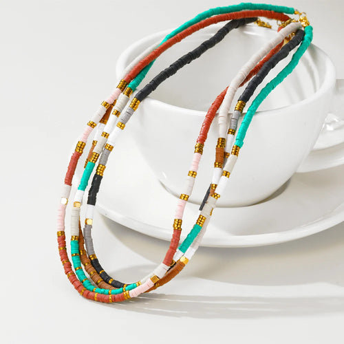 Colorful Acrylic Beaded Necklace — 316L Stainless Steel