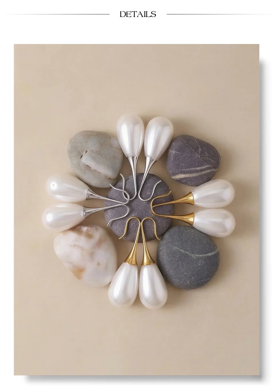 Pearl geometric earrings in gold-plated stainless steel with pearl.