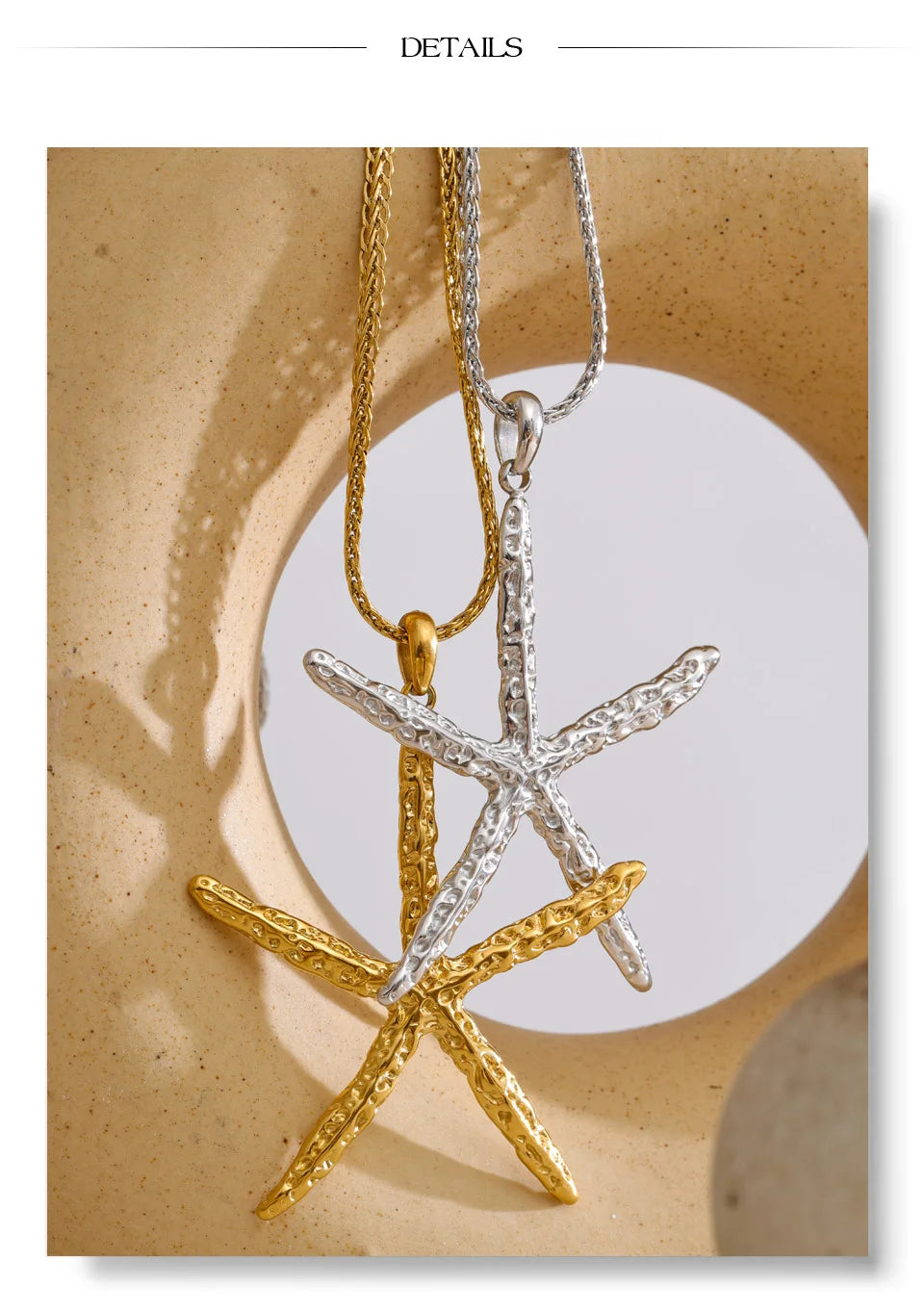 Star geometric necklace in gold-plated stainless steel.